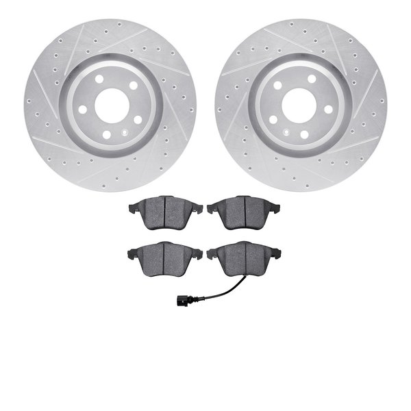 Dynamic Friction Co 7302-73060, Rotors-Drilled and Slotted-Silver with 3000 Series Ceramic Brake Pads, Zinc Coated 7302-73060